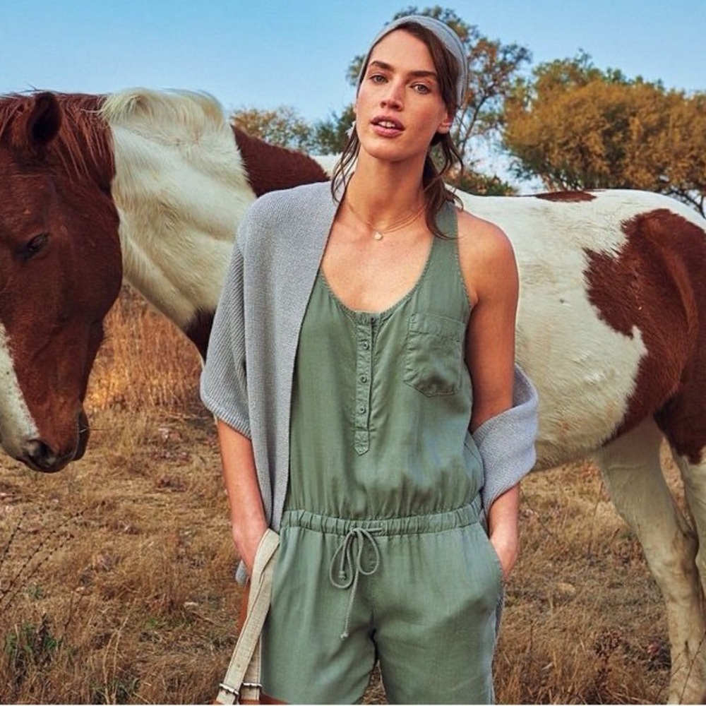 CLOTH & STONE | Anthropologie Tencel Lyocel Sleeveless Jumpsuit with Drawstring